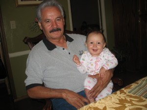 visiting Grandpa & posing for the camera