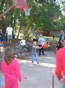 Gracie taking a swing at the pinata